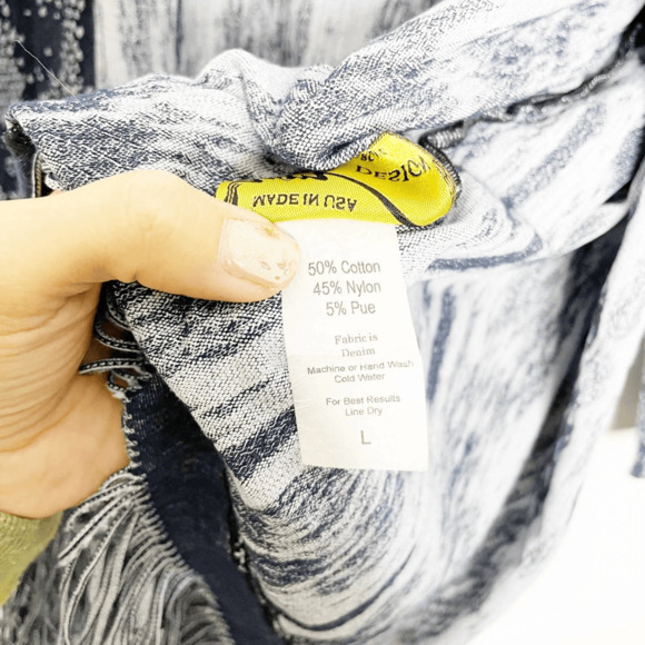 Yon Design Ft. Lauderdale Denim Fringe Open Front Cardigan blue women's one size - Picture 5 of 6